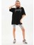 Unisex Taş Desenli Oversize T-Shirt - Siyah 3