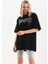 Unisex Taş Desenli Oversize T-Shirt - Siyah 4