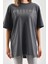 Unisex Taş Desenli Oversize T-Shirt - Füme 1
