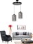 Modern Dora Black 2 Salon Cam Avize 81-90 cm 2 E27 Siyah Cam Tek Ebat 5