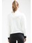 Tekno Trust Ekru Ekru Regular Fit Kapüşonlu Düz Pamuklu Kanguru Cep Uzun Kol Kadın Sweatshirt Örme Regular Ferm 4
