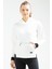 Tekno Trust Ekru Ekru Regular Fit Kapüşonlu Düz Pamuklu Kanguru Cep Uzun Kol Kadın Sweatshirt Örme Regular Ferm 5