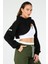 Tekno Trust Regular Siyah Regular Fit Kapüşonlu Pitikareli Kapitone Kadın Crop Sweatshirt Siyah Crop Örme 2