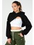 Tekno Trust Regular Siyah Regular Fit Kapüşonlu Pitikareli Kapitone Kadın Crop Sweatshirt Siyah Crop Örme 3