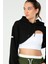 Tekno Trust Regular Siyah Regular Fit Kapüşonlu Pitikareli Kapitone Kadın Crop Sweatshirt Siyah Crop Örme 5