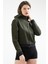 Tekno Trust Haki Haki Slim Fit Düz Pamuklu Kapüşonlu Fermuarlı Kadın Sweatshirt Tekli 1