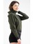 Tekno Trust Haki Haki Slim Fit Düz Pamuklu Kapüşonlu Fermuarlı Kadın Sweatshirt Tekli 4