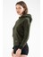 Tekno Trust Fermuarlı Haki Regular Fit Düz Pamuklu Kapüşonlu Kanguru Cep Kadın Sweatshirt Haki Örme Regular Kap 4