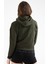Tekno Trust Fermuarlı Haki Regular Fit Düz Pamuklu Kapüşonlu Kanguru Cep Kadın Sweatshirt Haki Örme Regular Kap 5
