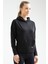 Tekno Trust Regular Siyah Regular Fit Kapüşonlu Düz Pamuklu Kanguru Cep Uzun Kol Kadın Sweatshirt Siyah Fermuar 3