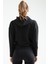 Tekno Trust Regular Siyah Regular Fit Kapüşonlu Düz Pamuklu Kanguru Cep Uzun Kol Kadın Sweatshirt Siyah Fermuar 4