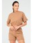 Tekno Trust Bisiklet Yaka Camel Regular Fit Düz Pamuklu Bisiklet Yaka Kadın Şort Takım T-Shirt-Şort Sportswear 5