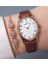 Rose Gold Oval Kasa Kahve Deri Kayışlı Kadın Kol Saati, Zirkon Taşlı Bileklik Hediyeli 1