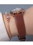 Rose Gold Oval Kasa Kahve Deri Kayışlı Kadın Kol Saati, Zirkon Taşlı Bileklik Hediyeli 2