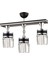 E27 Derin 3 Lü Siyaha Krom Yaldızlı Kristal Taş Modern Avize 3 Siyah Taşlı Metal 4