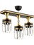 Siyah Derin 3 Lü Caka Kristal Taş Siyaha Gold Modern Avize 3 Taşlı Metal E27 2