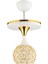Beyaz Yağmur Kristal Top Beyaz Gold Yaldızlı Tepsili Tekli Modern Lüks Avize 1 E27 Metal 3