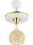 Beyaz Yağmur Kristal Top Beyaz Gold Yaldızlı Tepsili Tekli Modern Lüks Avize 1 E27 Metal 4