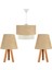 Ahşap 3'lü Set Avize ve Komodin Üstü Ahşap Abajur Kumbeji E27 1 51-60 cm Bej 32 x 55 Şapkalı 1