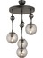E27 Sarkıt Tepsi Siyah 4'lü Füme Glop Top Camlı Krom Aşağı Bakan Lüks Avize Modern Metal 81-90 cm 3 4