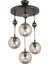 E27 Sarkıt Tepsi Siyah 4'lü Füme Glop Top Camlı Krom Aşağı Bakan Lüks Avize Modern Metal 81-90 cm 3 5