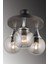 E27 Siyah 3'lüplafonyer Füme Glop Top Camlı Krom Aşağı Bakan Lüks Avize Metal 30 x 30 Modern Siyah 2