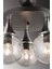 E27 Siyah 3'lüplafonyer Füme Glop Top Camlı Krom Aşağı Bakan Lüks Avize Metal 30 x 30 Modern Siyah 3