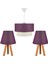 1 3'lü Set Avize ve Komodin Üstü Ahşap Abajur Seti Mor Mor 35 - 50 E27 28 x 55 Kumaş Şapkalı 1