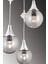 Modern Sarkıt Tepsi Beyaz 3'lü Füme Glop Top Camlı Krom Aşağı Bakan Lüks Avize E27 30 x 30 Beyaz 3 4