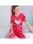 Kırmızı Kısa Kollu Bermuda Pamuklu Pijama Takım 1