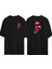 Piercing Çizim Ile Dil Ön Arka Baskılı Sıyah Oversize T-Shirt 1