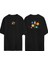 Çok Renkli Roket ve Gezegenler Ön Arka Baskılı Sıyah Oversize T-Shirt 1
