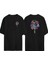 Çiçek,buket Çizimi Ön Arka Baskılı Sıyah Oversize T-Shirt 1