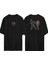 Taekwondo Çizim Illüstrasyon Ön Arka Baskılı Sıyah Oversize T-Shirt 1
