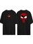 Deadpool x Punisher Illüstrasyon Ön Arka Baskılı Sıyah Oversize T-Shirt 1