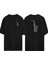 Notalar ve Saksafon Ön Arka Baskılı Sıyah Oversize T-Shirt 1