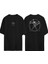 Vitruvian Man Guitar Ön Arka Baskılı Sıyah Oversize T-Shirt 1