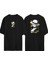 Anime Karakter Luffy Ön Arka Baskılı Sıyah Oversize T-Shirt 1