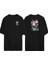 Köpek Balığı ve Çapa Ön Arka Baskılı Sıyah Oversize T-Shirt 1