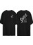 Smile, Happiness Ön Arka Baskılı Sıyah Oversize T-Shirt 1
