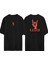 Rock El Hareketi Illüstrasyon Ön Arka Baskılı Sıyah Oversize T-Shirt 1