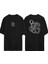 Ahtapot Hat Sanatı Çizimi Ön Arka Baskılı Sıyah Oversize T-Shirt 1