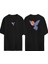 Sunflower Headed Bird Ön Arka Baskılı Sıyah Oversize T-Shirt 1