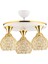 Beyaz Defne 3 Lü Kristal Top Beyaz Sarı Yaldızlı Tepsi Lüks Modern Avize Metal 3 Modern E27 2