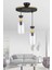 E27 Sarkıt Tepsi 2'li Boru Mika Şeffaf Sarı Şeritli Modern Avize 25 61-70 cm Metal 2 Modern Siyah 1