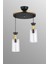 E27 Sarkıt Tepsi 2'li Boru Mika Şeffaf Sarı Şeritli Modern Avize 25 61-70 cm Metal 2 Modern Siyah 2