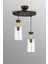 E27 Sarkıt Tepsi 2'li Boru Mika Şeffaf Sarı Şeritli Modern Avize 25 61-70 cm Metal 2 Modern Siyah 3