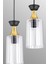 E27 Sarkıt Tepsi 2'li Boru Mika Şeffaf Sarı Şeritli Modern Avize 25 61-70 cm Metal 2 Modern Siyah 4