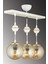 71-80 cm Sıralı Beyaz 3'lü Bal Glop Camlı Aşağı Bakan Lüks Avize 50 x 50 Beyaz Metal E27 3 Modern 3