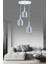 Gri Sarkıt Tepsi Beyaz 3'lü Çift Cam Füme Camlı Avize Metal Modern 70 x 90 3 61-70 cm E27 Salon / O 1